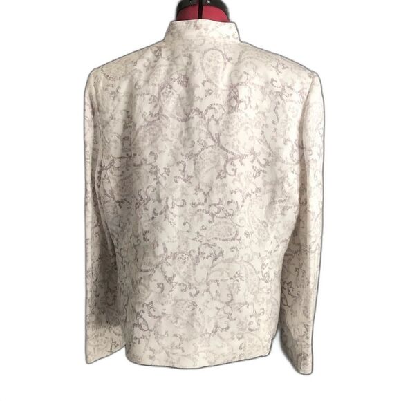 Alfred Dunner Jacket Women’s Size 12P White Scroll Jeweled Neckline Zipper Front - Picture 4 of 13